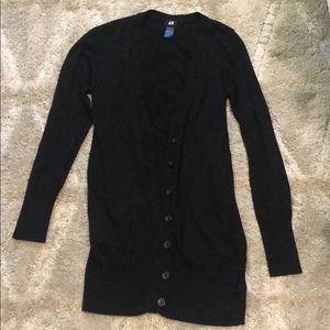 H&M Size S long black cardigan